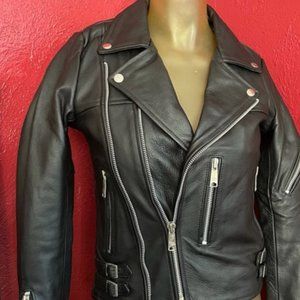 Women's Straight to Hell Black Leather Grifter Jacket, Size Small